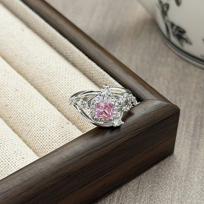 Sweet Round Open Ring For Women In Copper With Zircon Inlay