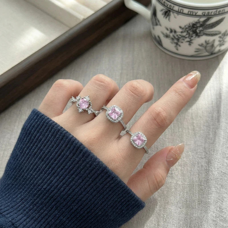 Sweet Round Open Ring For Women In Copper With Zircon Inlay