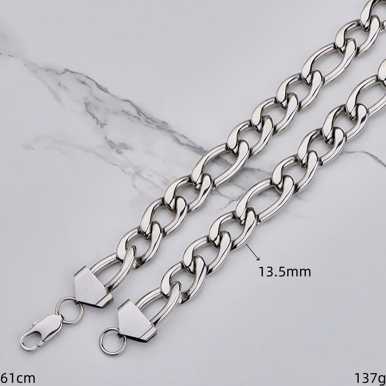 Polished 201 Stainless Steel Men's Necklace For Everyday Wear Featuring 18K Real Gold Plated Cuban Link Chain Curb Chain