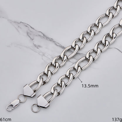 Polished 201 Stainless Steel Men's Necklace For Everyday Wear Featuring 18K Real Gold Plated Cuban Link Chain Curb Chain