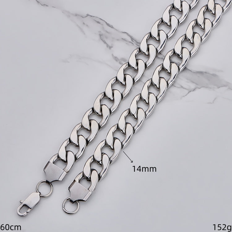 Polished 201 Stainless Steel Men's Necklace For Everyday Wear Featuring 18K Real Gold Plated Cuban Link Chain Curb Chain