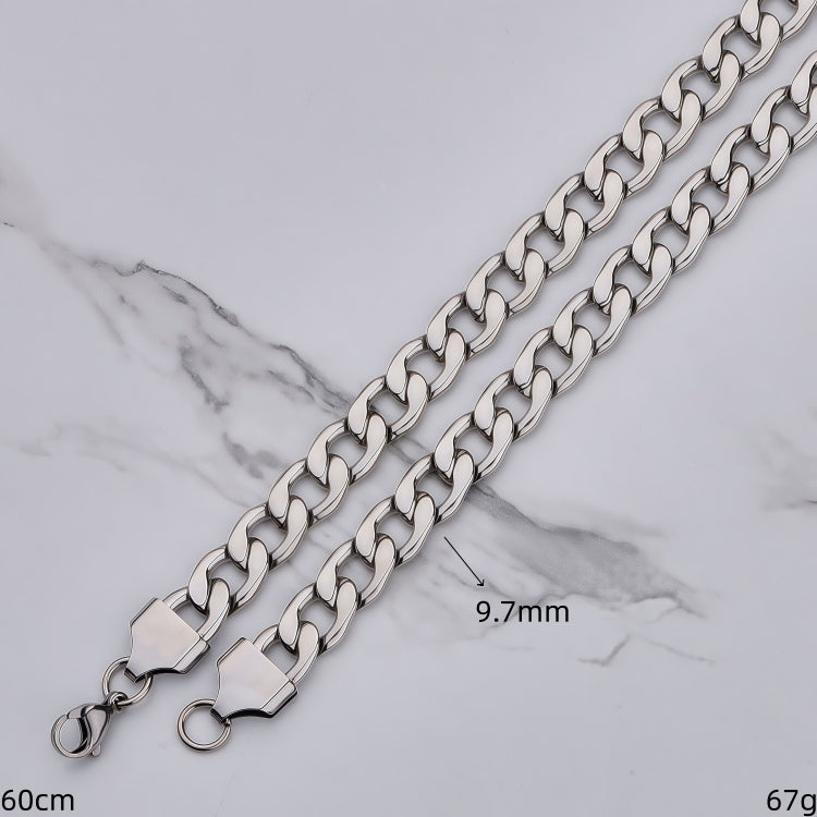 Polished 201 Stainless Steel Men's Necklace For Everyday Wear Featuring 18K Real Gold Plated Cuban Link Chain Curb Chain