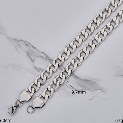 Polished 201 Stainless Steel Men's Necklace For Everyday Wear Featuring 18K Real Gold Plated Cuban Link Chain Curb Chain