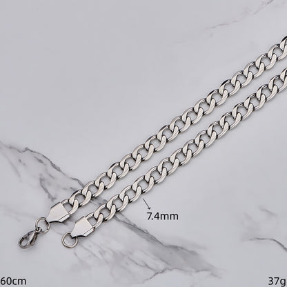 Polished 201 Stainless Steel Men's Necklace For Everyday Wear Featuring 18K Real Gold Plated Cuban Link Chain Curb Chain