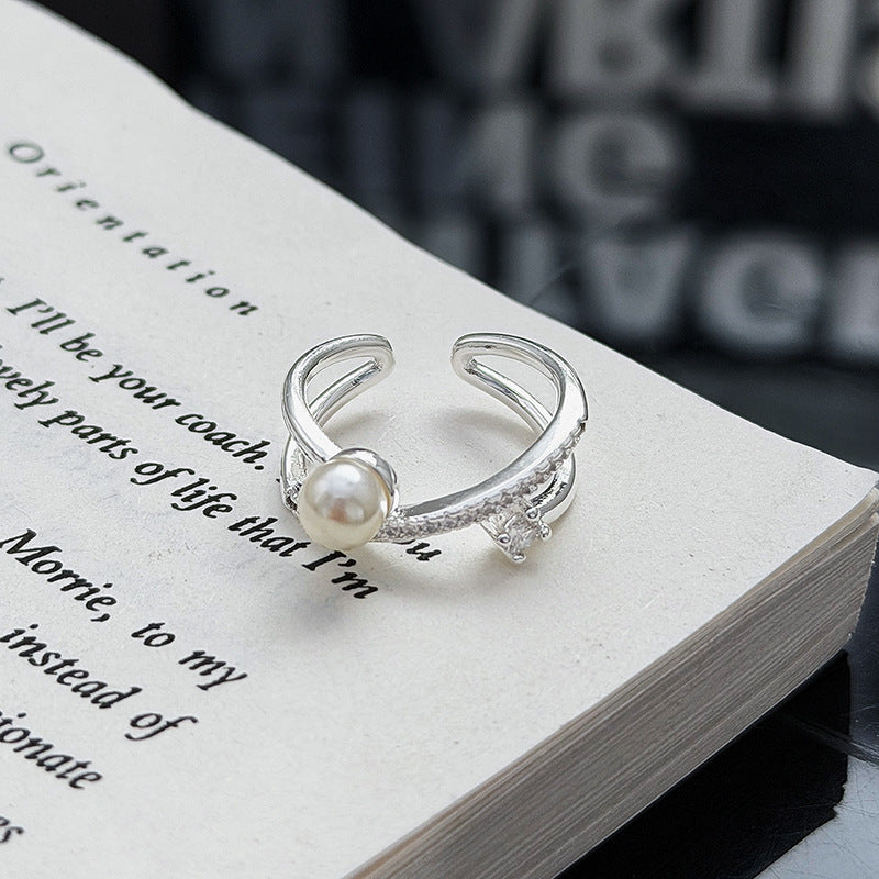 Geometric Open Rings For Women In Simple Style, Crafted With Copper And Beading, Featuring Zircon Inlay