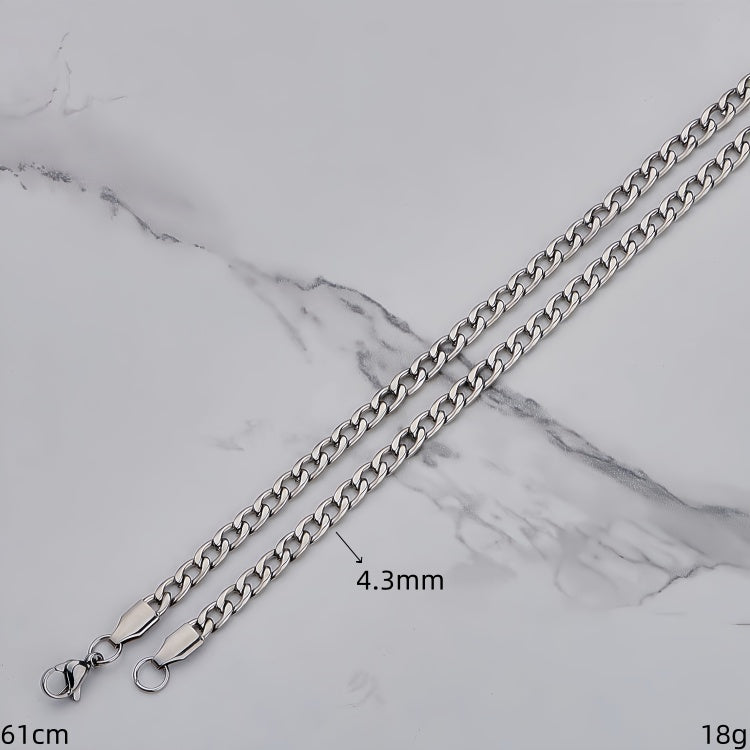 Polished 201 Stainless Steel Men's Necklace For Everyday Wear Featuring 18K Real Gold Plated Cuban Link Chain Curb Chain