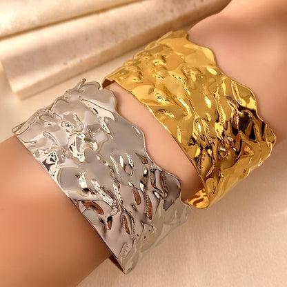 For Unisex Geometric Three-dimensional Bangle In Titanium Steel With 18K Gold Plated PVD Coating