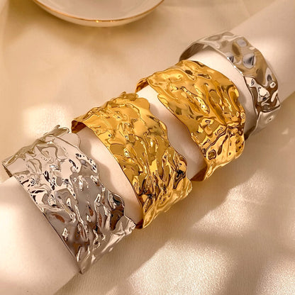 For Unisex Geometric Three-dimensional Bangle In Titanium Steel With 18K Gold Plated PVD Coating