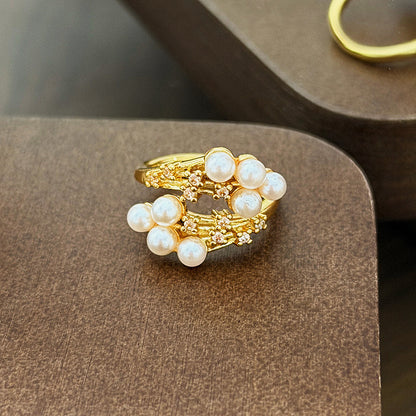 Vintage Style Copper Bow Tie Open Ring For Women Featuring Zircon Inlay