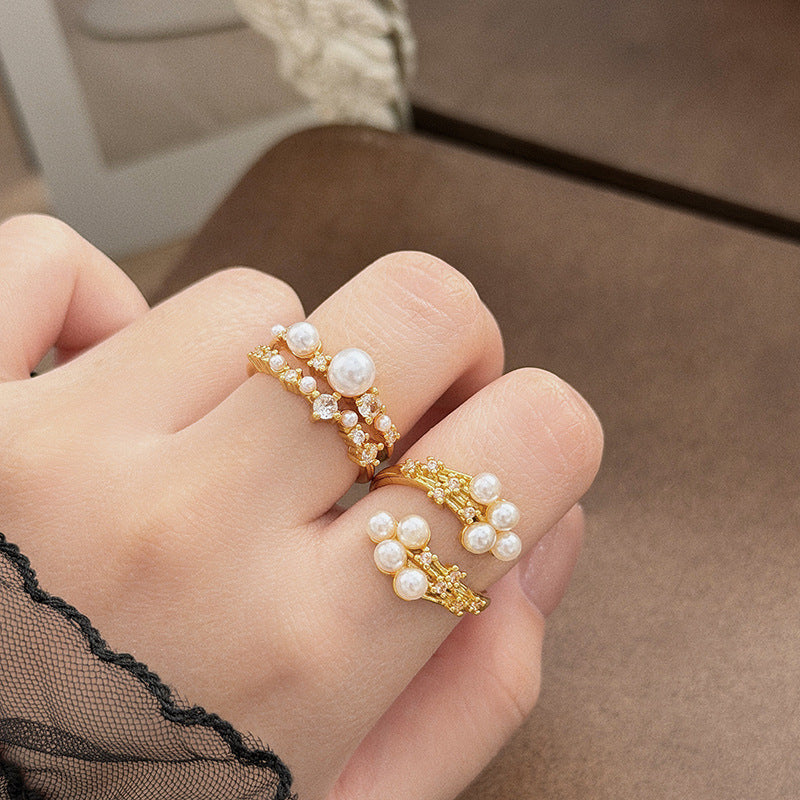 Vintage Style Copper Bow Tie Open Ring For Women Featuring Zircon Inlay