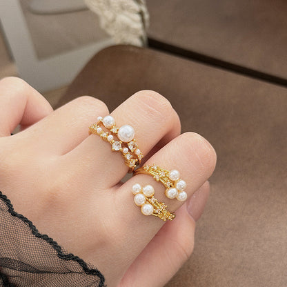 Vintage Style Copper Bow Tie Open Ring For Women Featuring Zircon Inlay