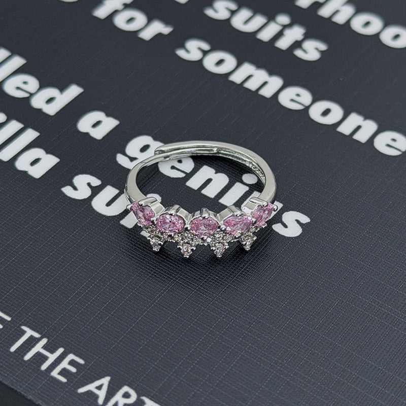 Sweet Copper Bow Tie Open Ring For Women Featuring Zircon Inlay