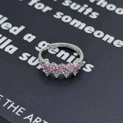 Sweet Copper Bow Tie Open Ring For Women Featuring Zircon Inlay