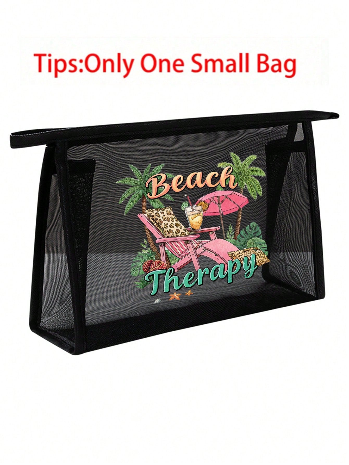 Women’s Square Cosmetic Bag Featuring Animal Pattern In Gauze Net Material