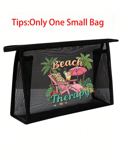 Women’s Square Cosmetic Bag Featuring Animal Pattern In Gauze Net Material