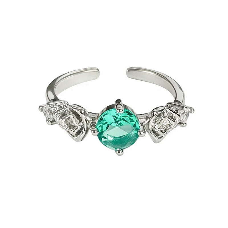 Heart Shape Open Ring For Women In Copper Featuring Zircon Inlay