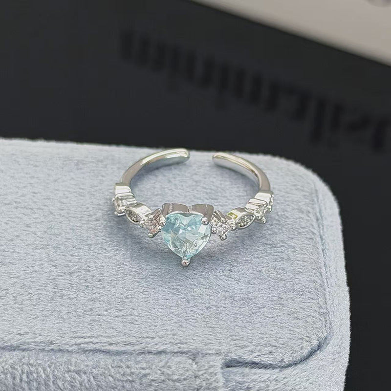 Heart Shape Open Ring For Women In Copper Featuring Zircon Inlay