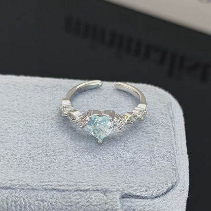 Heart Shape Open Ring For Women In Copper Featuring Zircon Inlay