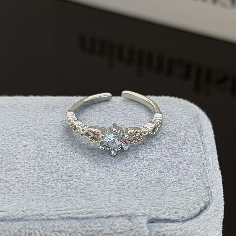 Heart Shape Open Ring For Women In Copper Featuring Zircon Inlay