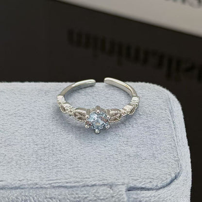 Heart Shape Open Ring For Women In Copper Featuring Zircon Inlay