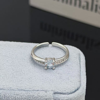 Heart Shape Open Ring For Women In Copper Featuring Zircon Inlay