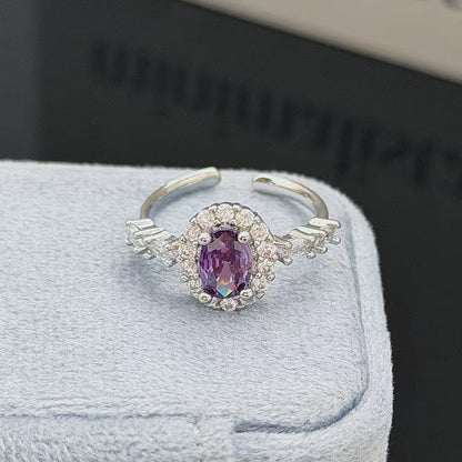 Heart Shape Open Ring For Women In Copper Featuring Zircon Inlay