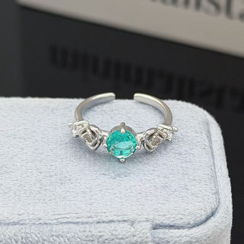 Heart Shape Open Ring For Women In Copper Featuring Zircon Inlay