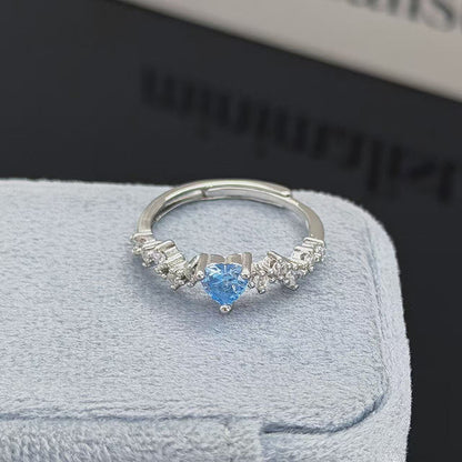 Heart Shape Open Ring For Women In Copper Featuring Zircon Inlay