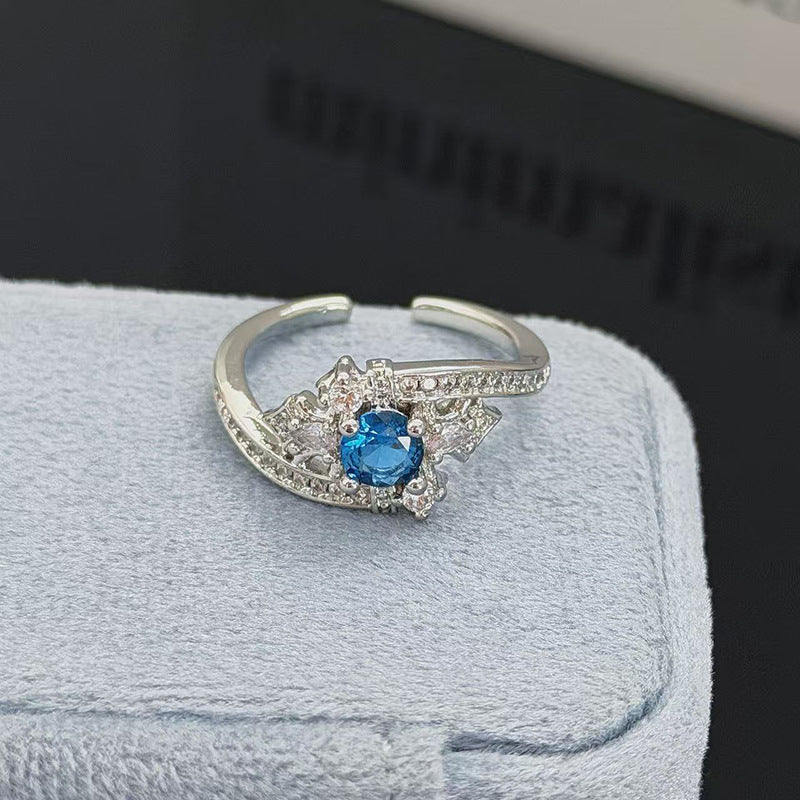 Heart Shape Open Ring For Women In Copper Featuring Zircon Inlay