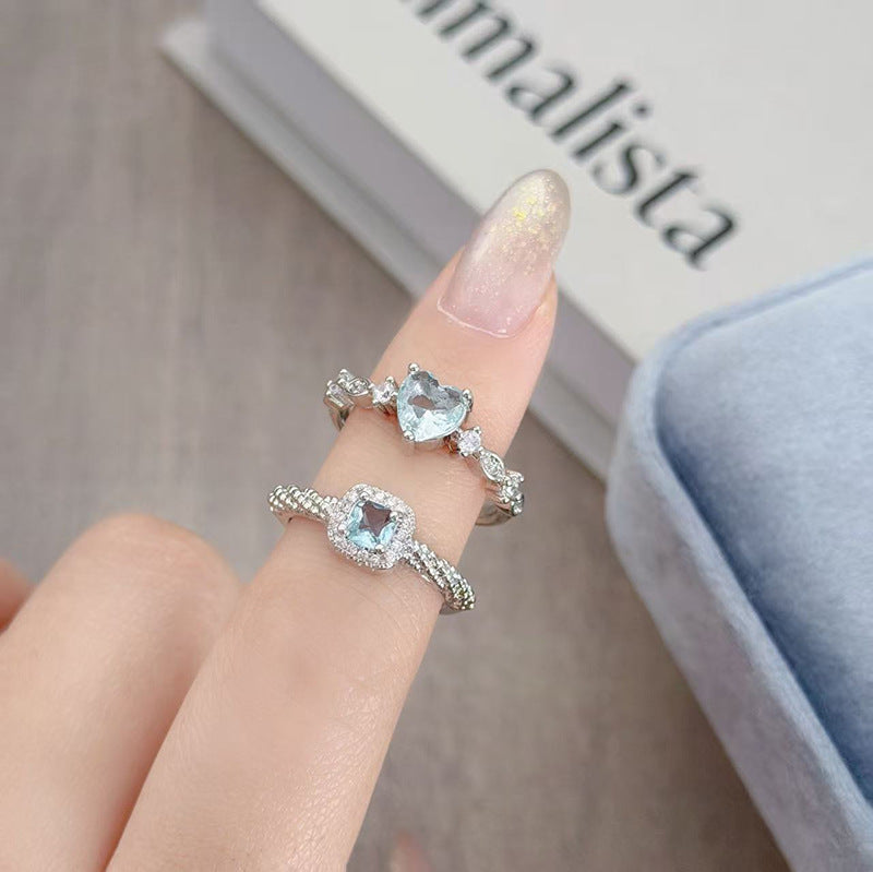 Heart Shape Open Ring For Women In Copper Featuring Zircon Inlay