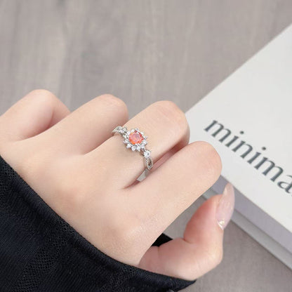 Heart Shape Open Ring For Women In Copper Featuring Zircon Inlay