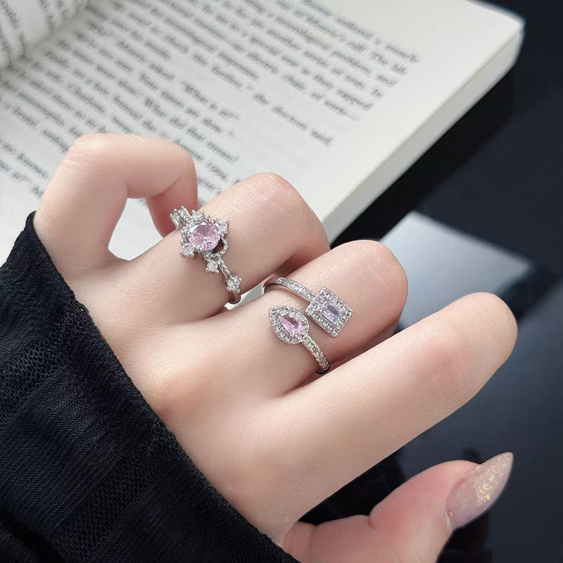 Sweet Heart Shape Open Ring For Women In Copper With Zircon Inlay