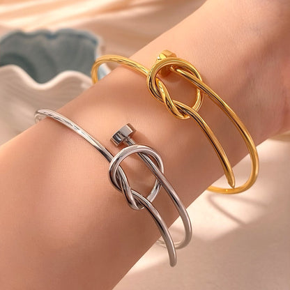For Unisex Geometric Three-dimensional Bangle In Titanium Steel With 18K Gold Plated PVD Coating