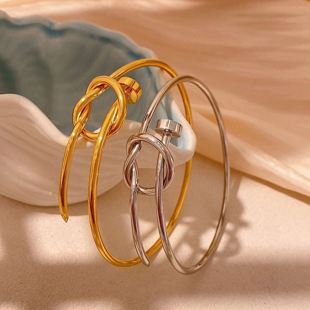 For Unisex Geometric Three-dimensional Bangle In Titanium Steel With 18K Gold Plated PVD Coating