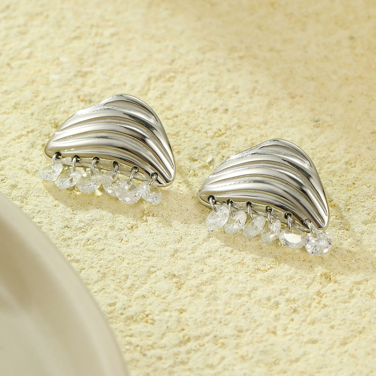 Geometric Earrings For Women Made Of 304 Stainless Steel Featuring Electroplated 18K Real Gold Plated Finish