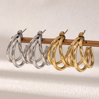 Geometric Earrings For Women Featuring Electroplated 304 Stainless Steel With 18K Real Gold Plated PVD Coating