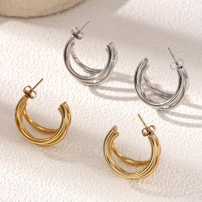 Geometric Earrings For Women Featuring Electroplated 304 Stainless Steel With 18K Real Gold Plated PVD Coating