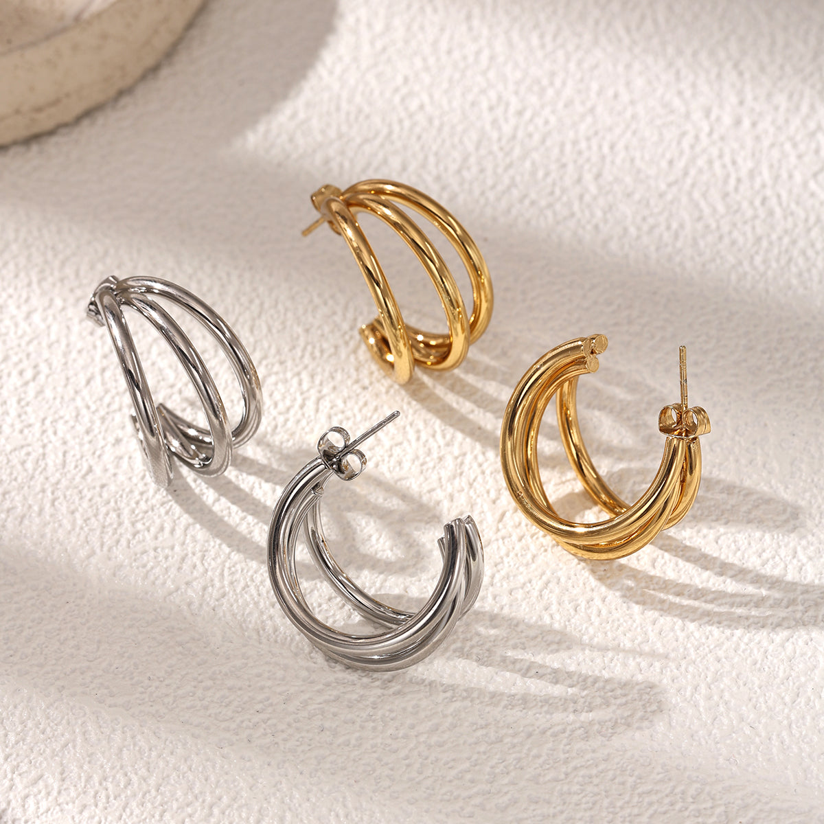Geometric Earrings For Women Featuring Electroplated 304 Stainless Steel With 18K Real Gold Plated PVD Coating