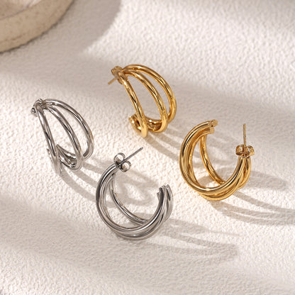 Geometric Earrings For Women Featuring Electroplated 304 Stainless Steel With 18K Real Gold Plated PVD Coating