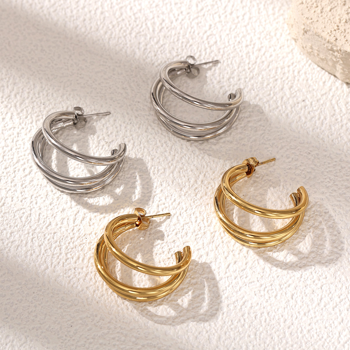 Geometric Earrings For Women Featuring Electroplated 304 Stainless Steel With 18K Real Gold Plated PVD Coating