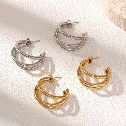 Geometric Earrings For Women Featuring Electroplated 304 Stainless Steel With 18K Real Gold Plated PVD Coating