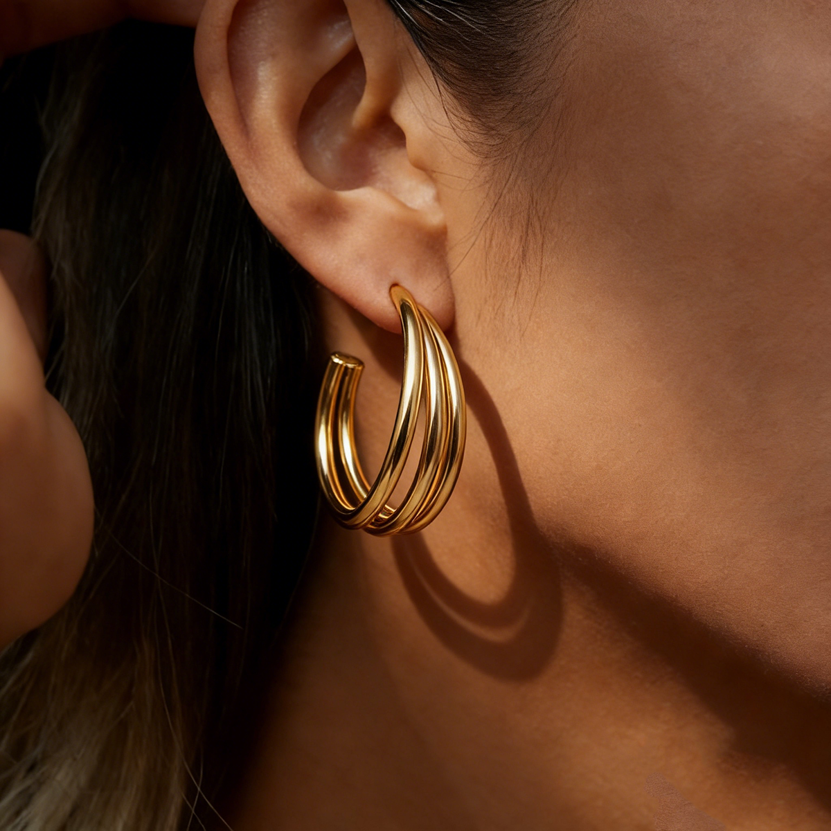 Geometric Earrings For Women Featuring Electroplated 304 Stainless Steel With 18K Real Gold Plated PVD Coating
