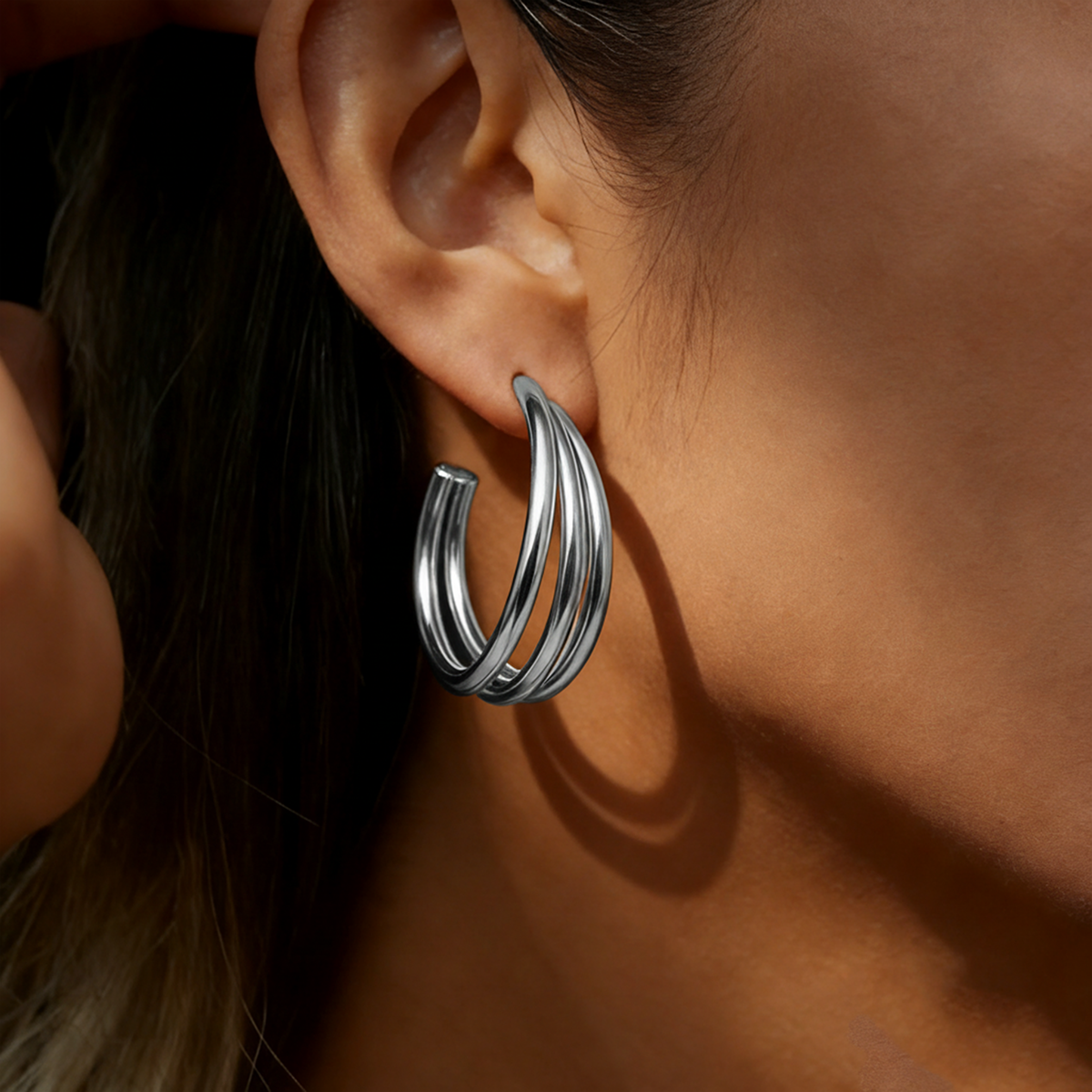 Geometric Earrings For Women Featuring Electroplated 304 Stainless Steel With 18K Real Gold Plated PVD Coating