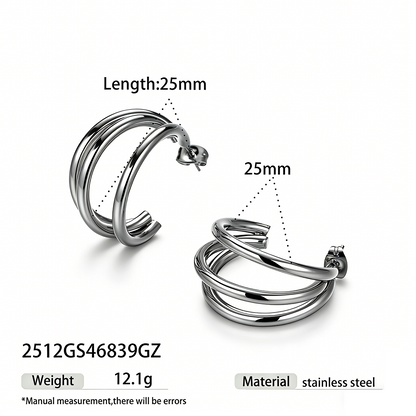 Geometric Earrings For Women Featuring Electroplated 304 Stainless Steel With 18K Real Gold Plated PVD Coating