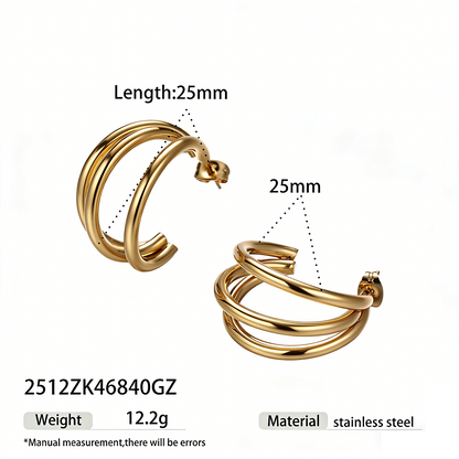Geometric Earrings For Women Featuring Electroplated 304 Stainless Steel With 18K Real Gold Plated PVD Coating