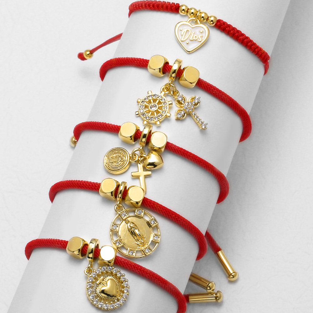 Unisex Copper Cross Bracelet For Everyday Wear Featuring 18K Real Gold Plated Finish With Zircon Inlay And Woven Chain
