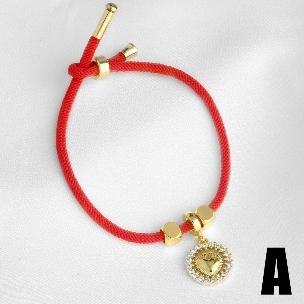 Unisex Copper Cross Bracelet For Everyday Wear Featuring 18K Real Gold Plated Finish With Zircon Inlay And Woven Chain