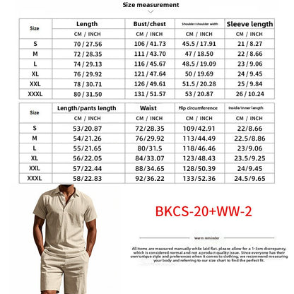 Men's Casual Beach Shorts Co-ord Set In Army Green Linen With Shirt Collar For Comfortable Summer Wear