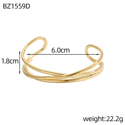 For Unisex Geometric Three-dimensional Bangle In Titanium Steel With 18K Gold Plated PVD Coating