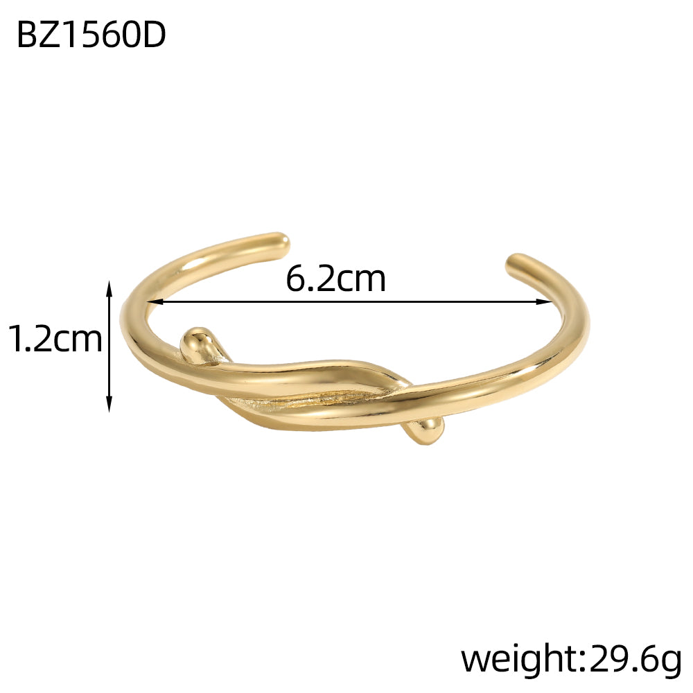 For Unisex Geometric Three-dimensional Bangle In Titanium Steel With 18K Gold Plated PVD Coating